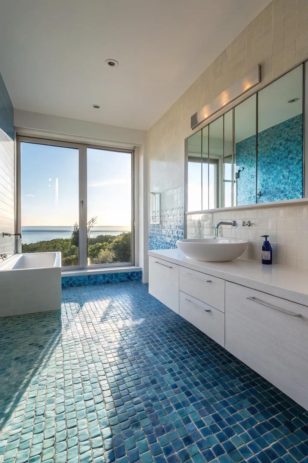 Gradient mosaics create a flow of color, enhancing visual space and elegance.