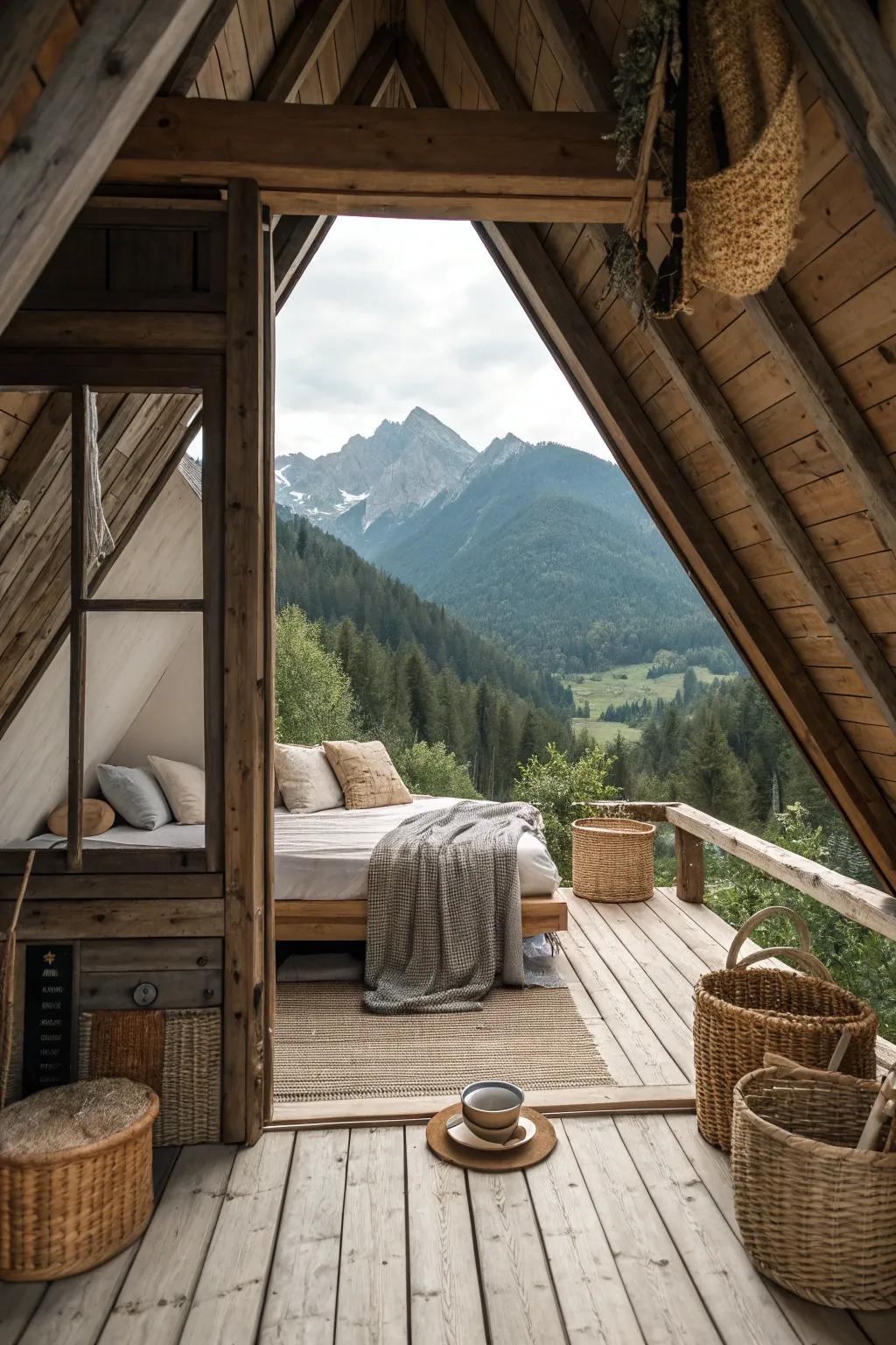 Charming lofts add extra space and a touch of whimsy to cozy cabin living.