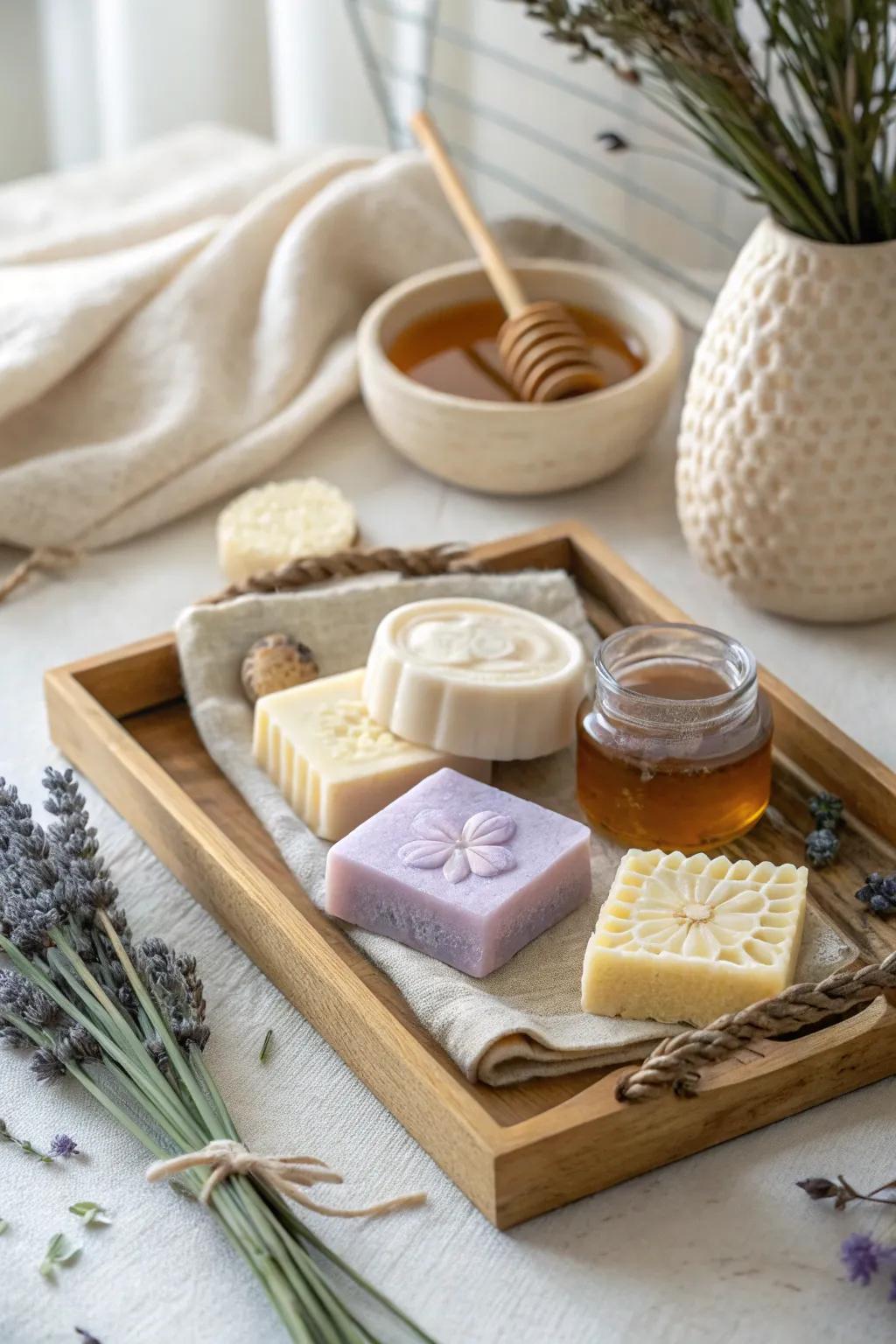 Handmade soap collections add a personal and fragrant touch to your baby shower prizes. 🌸 #HandmadeGifts #SoapMaking