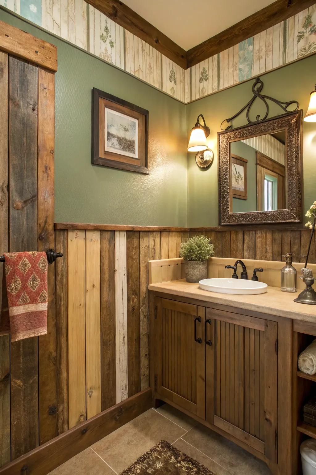 Infuse your bathroom with rustic charm for a cozy, inviting space. 🌻 #BathroomDecor #RusticStyle