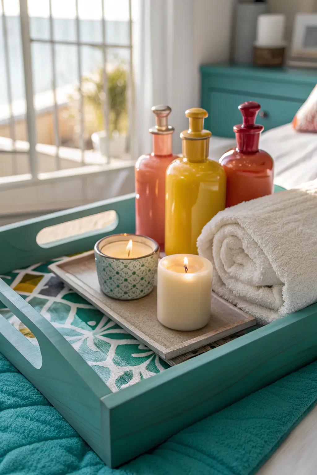 Indulge in a spa-like retreat with calming essentials. 🌿 #HomeWellness #RelaxingSpace