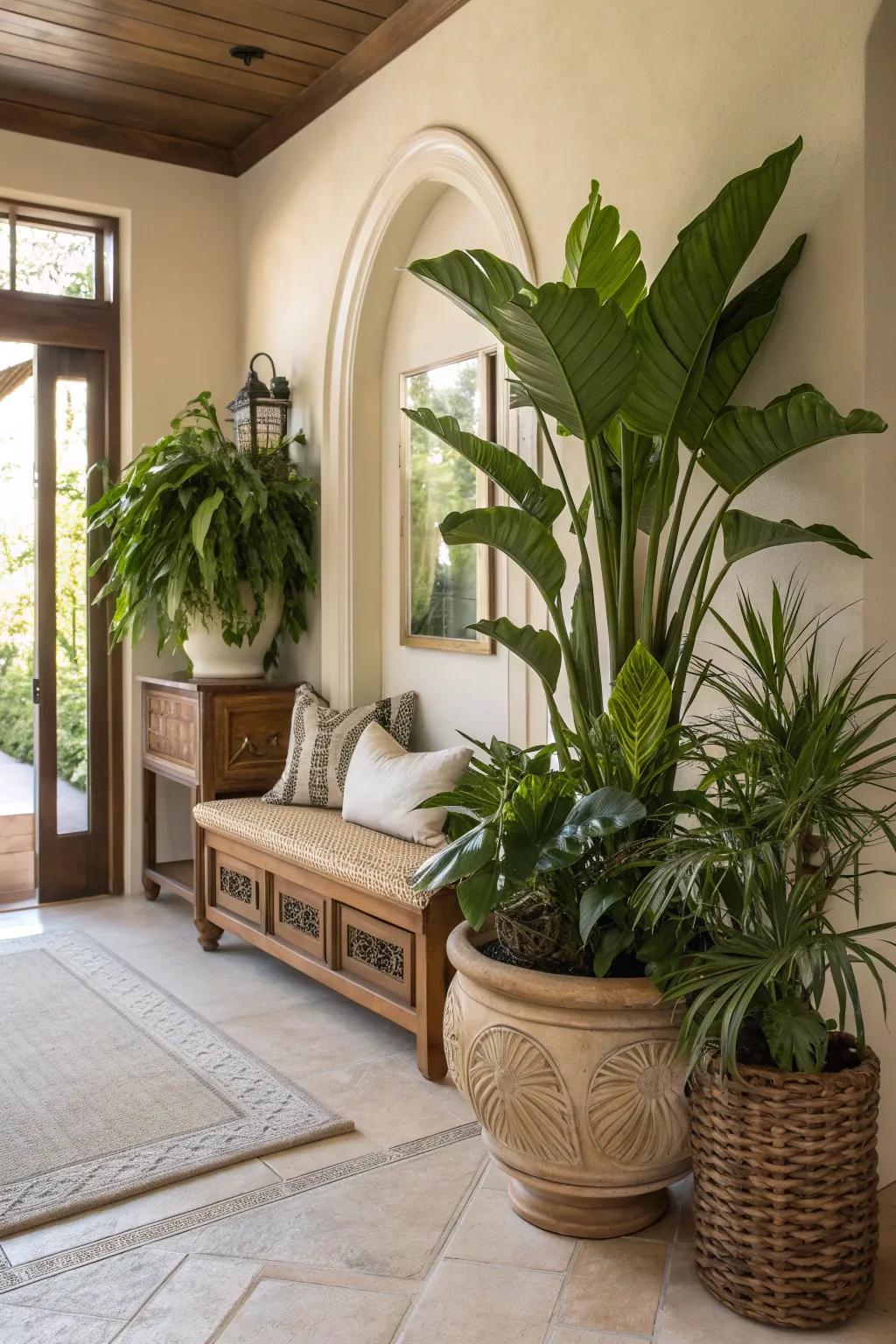 Liven up your entryway with greenery that purifies the air and uplifts the spirit. 🌿 #IndoorPlants #GreenSpaces