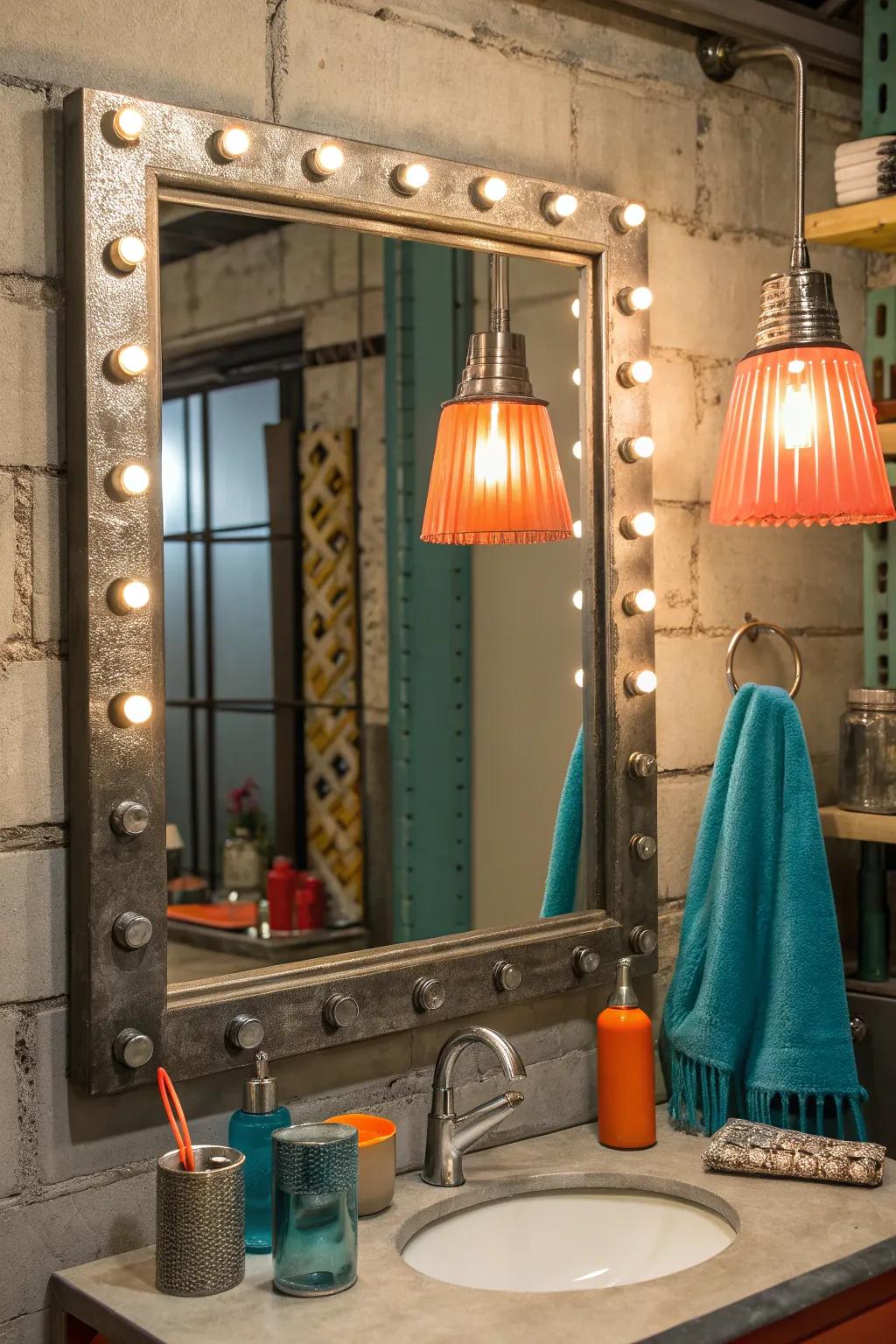 Add an urban edge with industrial-style mirrors 🏢 #IndustrialDesign #ModernBathroom