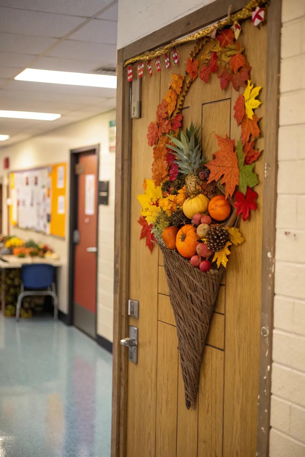 Celebrate fall's abundance with a colorful cornucopia. #Cornucopia #FallHarvest 🌽🍇