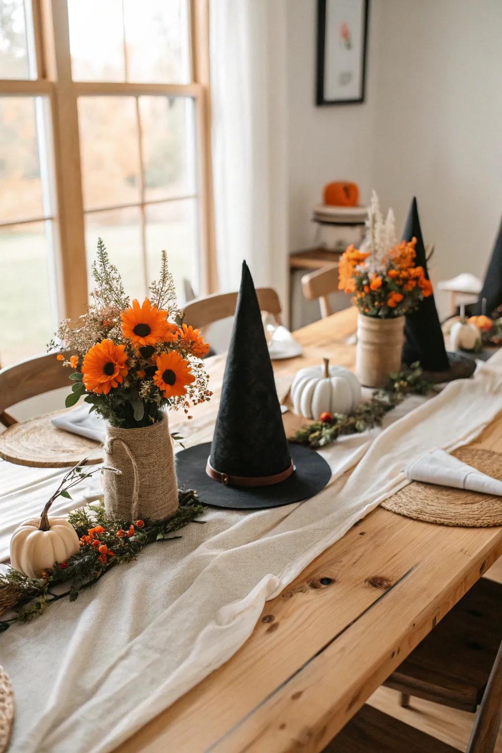 Charming centerpieces with a witchy twist add a delightful touch to your table. 🌸 #WitchyDecor #TableCenterpiece
