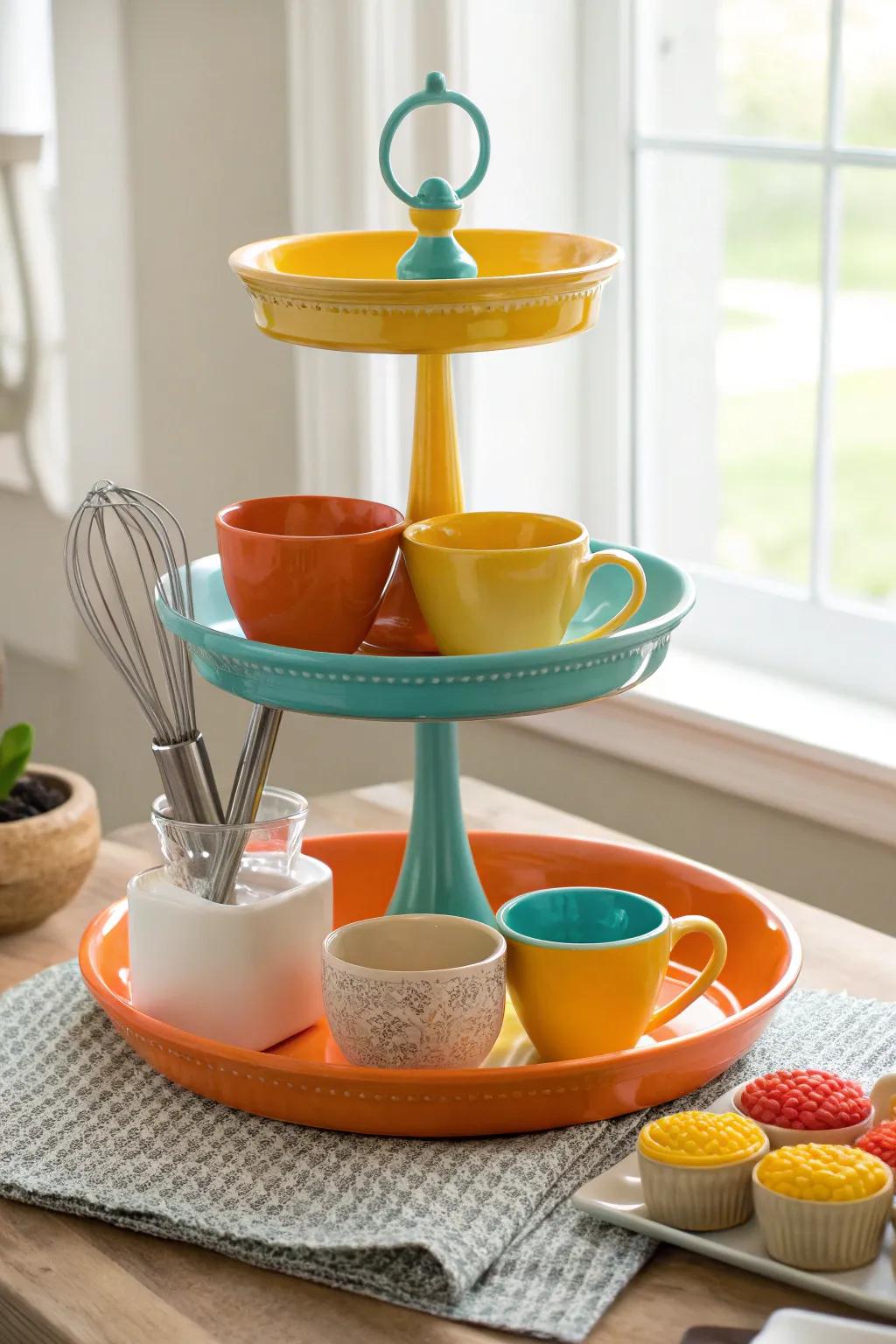 Blend function with style using kitchen essentials on your tiered tray. 🍴💫 #KitchenCharm #FunctionalDecor