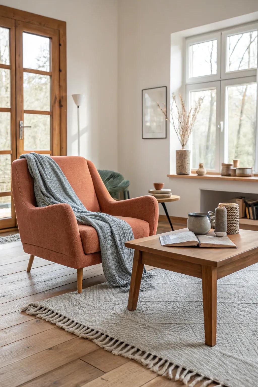 Ground your living space with the warm, earthy tones of terra cotta and gray. 🌵 #InteriorInspo