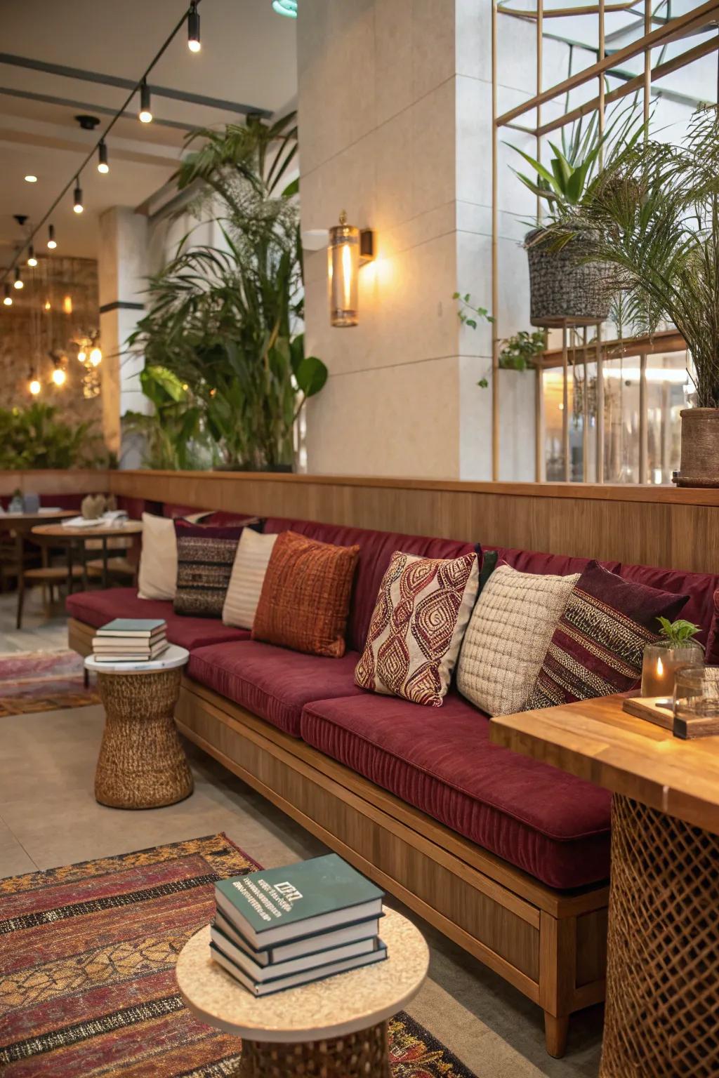 Express your creativity with a bohemian banquette that's full of life and color. 🌈 #BohoChic #CreativeSpaces