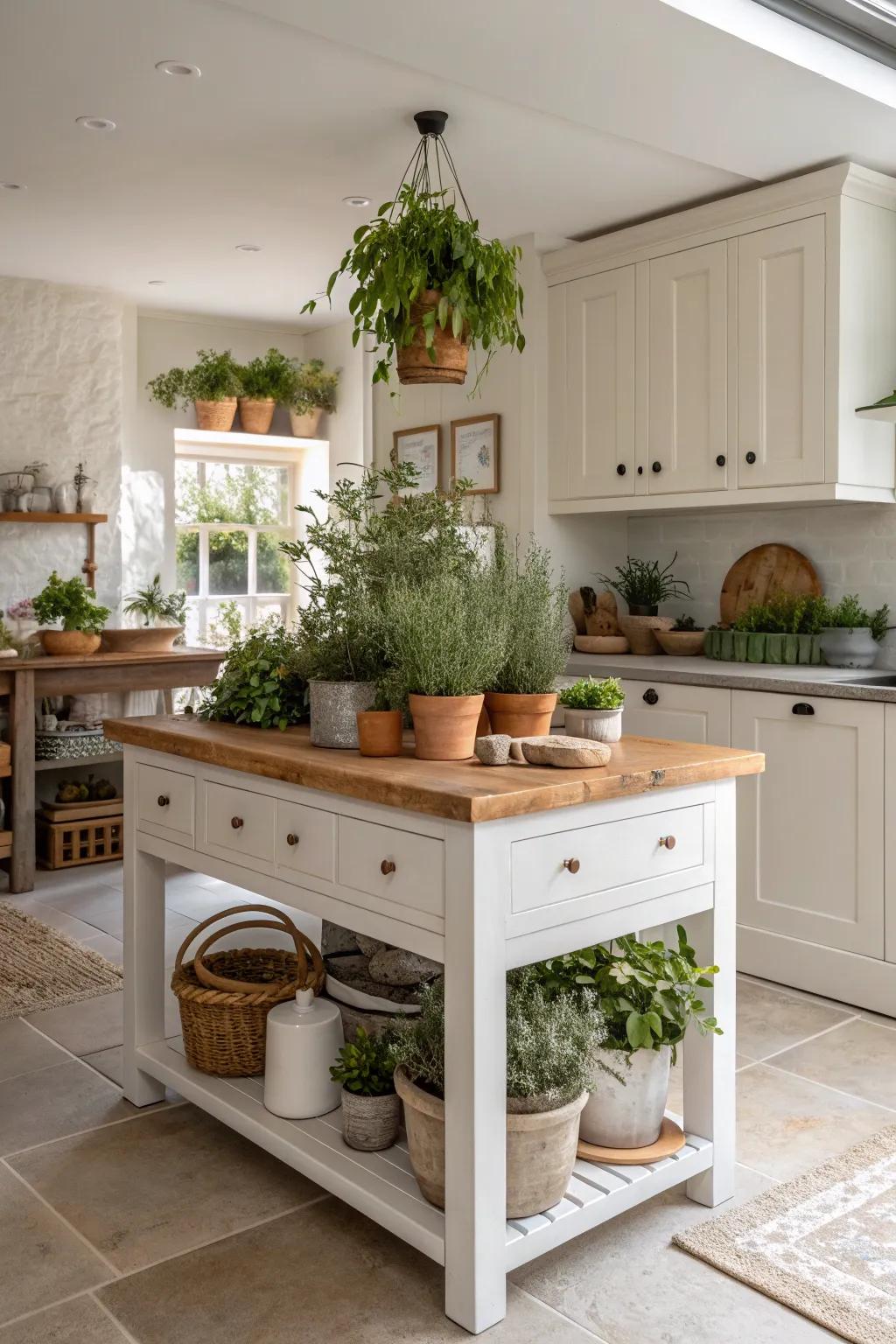 Breathe life into your kitchen with fresh greenery. 🌿 #NatureInDesign #GreenLiving