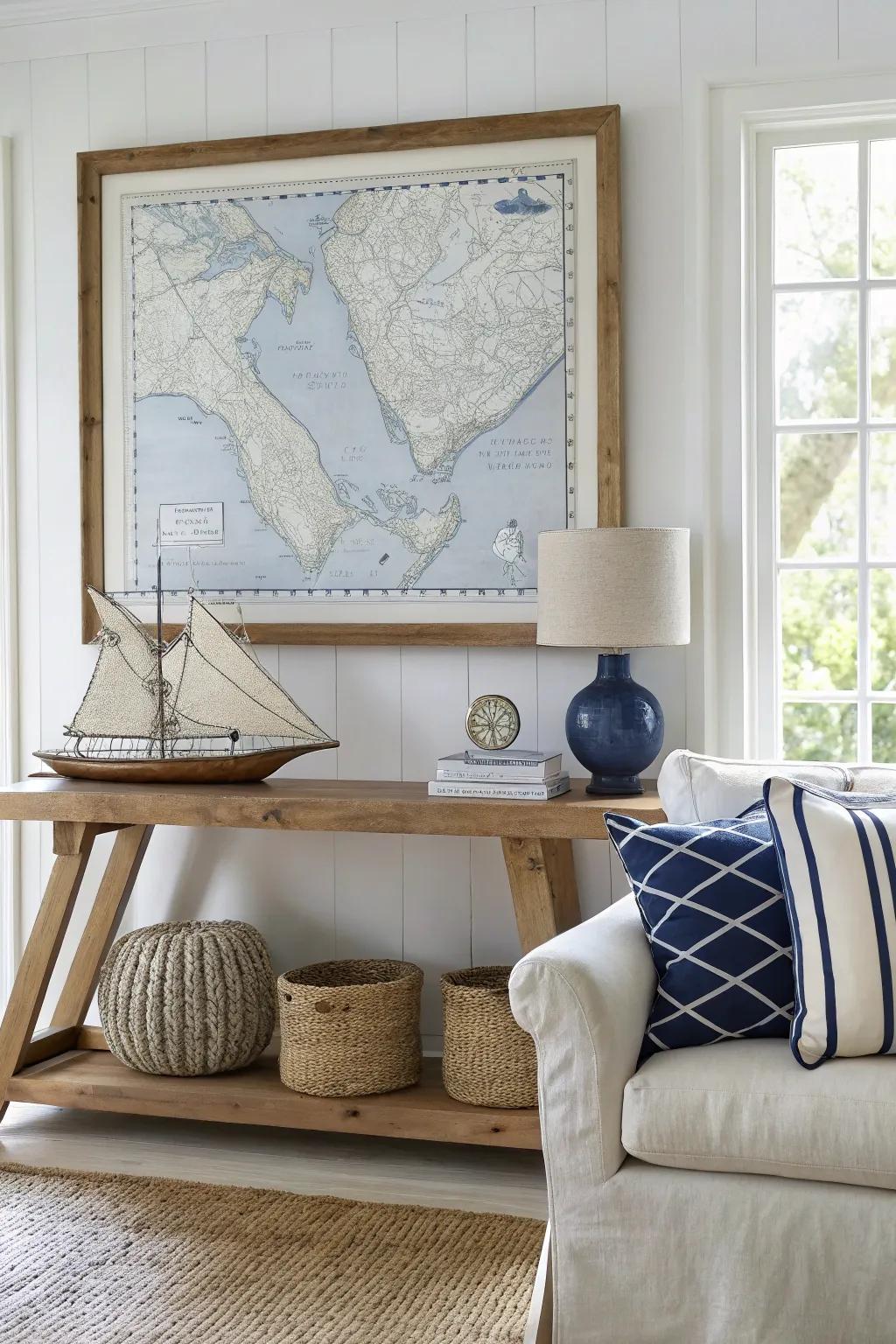 Nautical maps tell a story and add character to your decor.