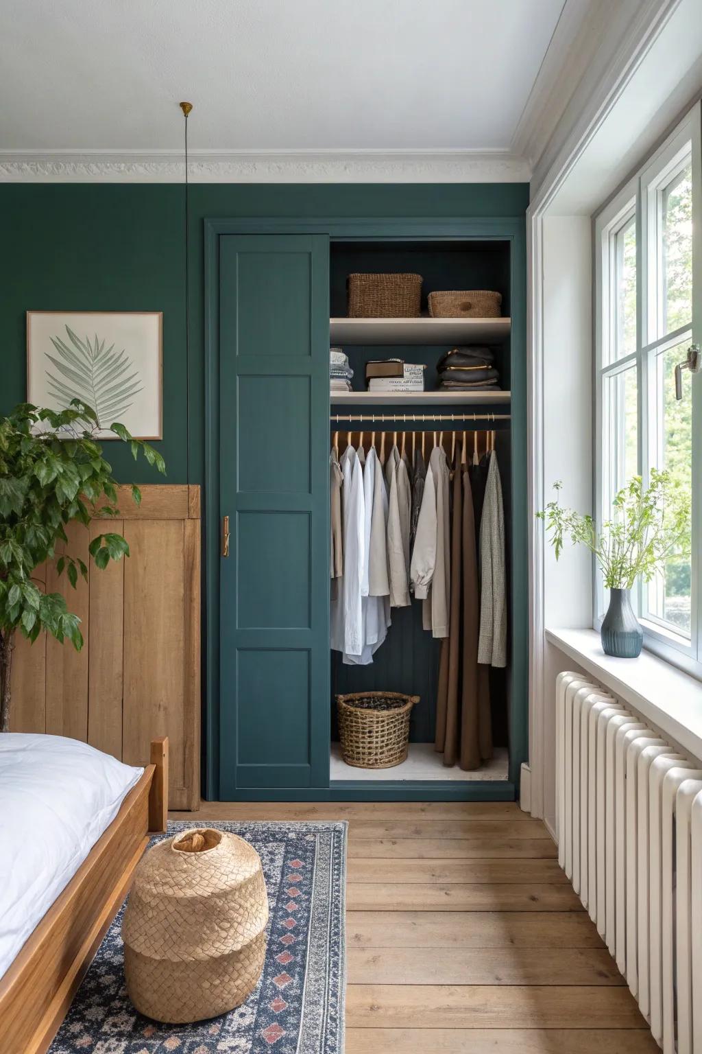 Make a statement with a striking feature wall in your closet.