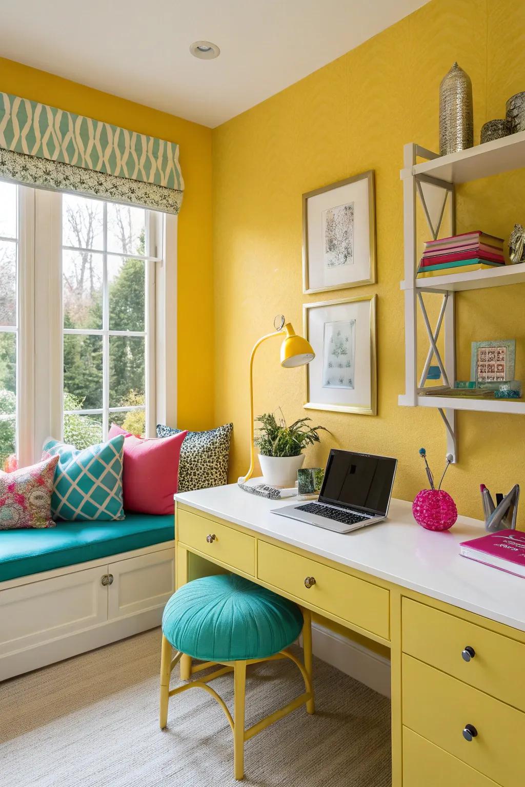 Dare to be bold! 🎨 Color blocking adds a dynamic edge to your office. #ColorBlocking #InteriorDesign