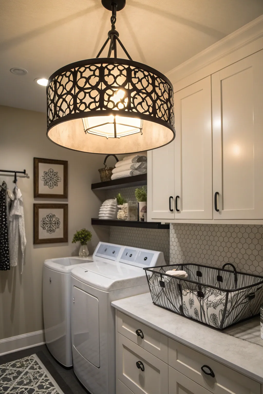 17+ Chic Black and White Laundry Room Ideas