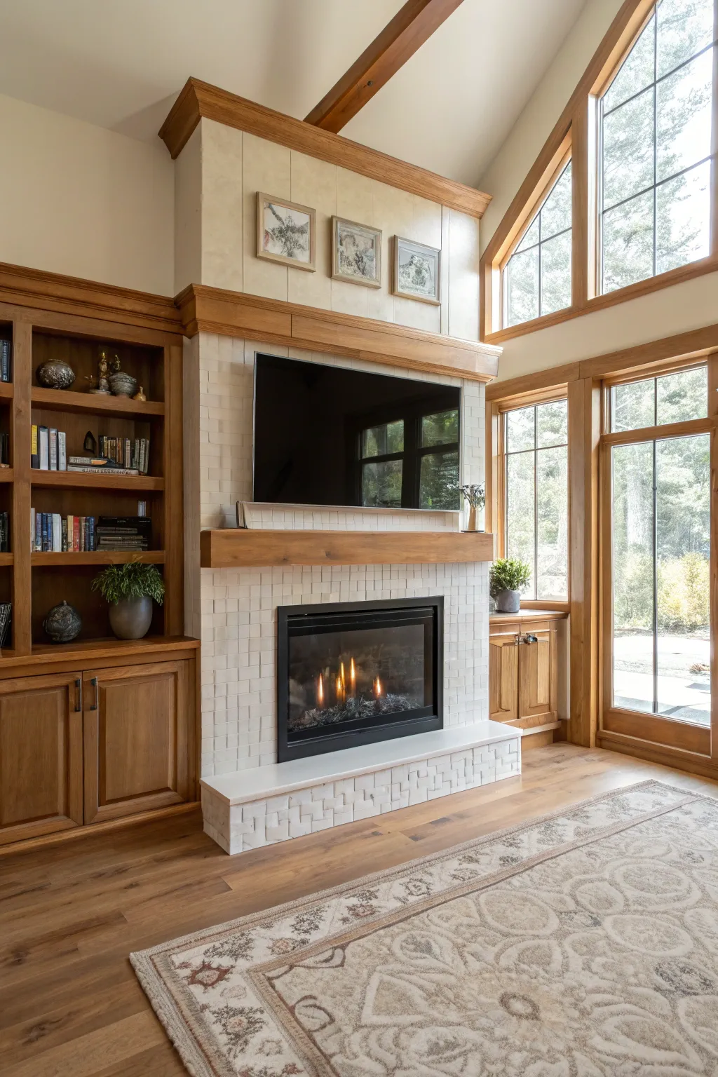 15+ Stylish Linear Fireplace with TV Above Ideas