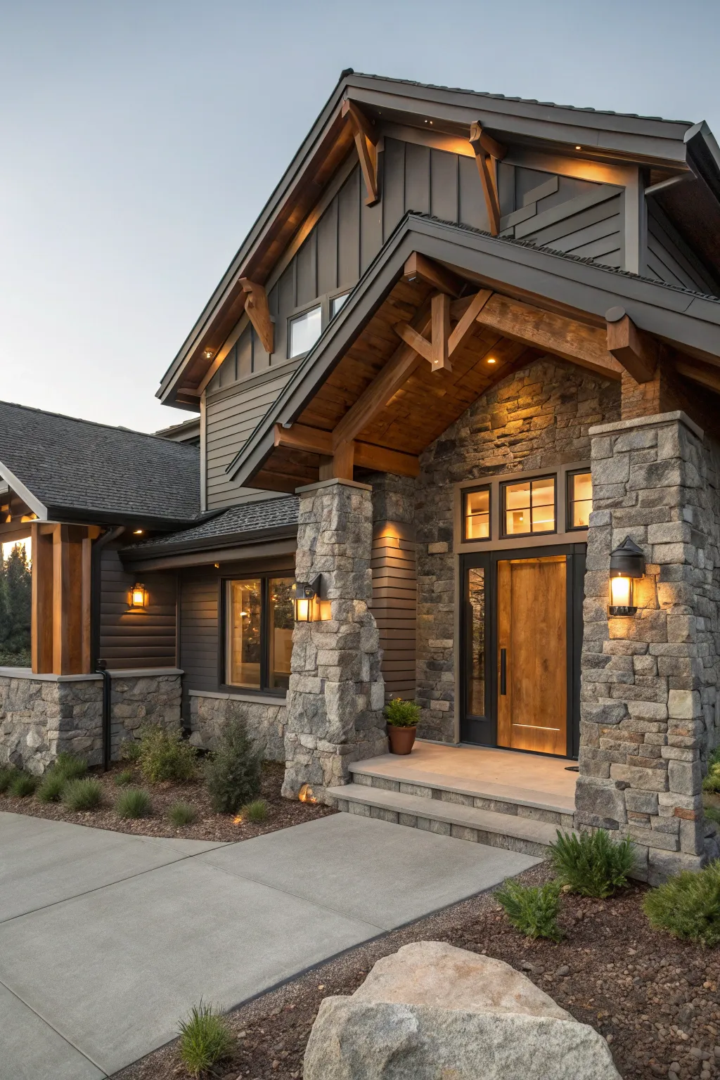 16+ Stunning Stone and Siding House Ideas